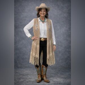 Umgee Boho Fringe Embroidered Tunic Top Western Festival Gauze